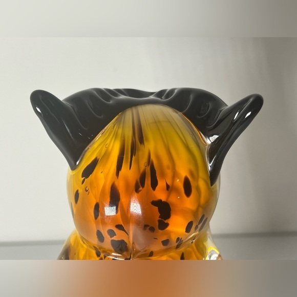GCA Hand Blown Glass Amber Perched Owl Vintage Heavy MCM - Picture 14 of 16